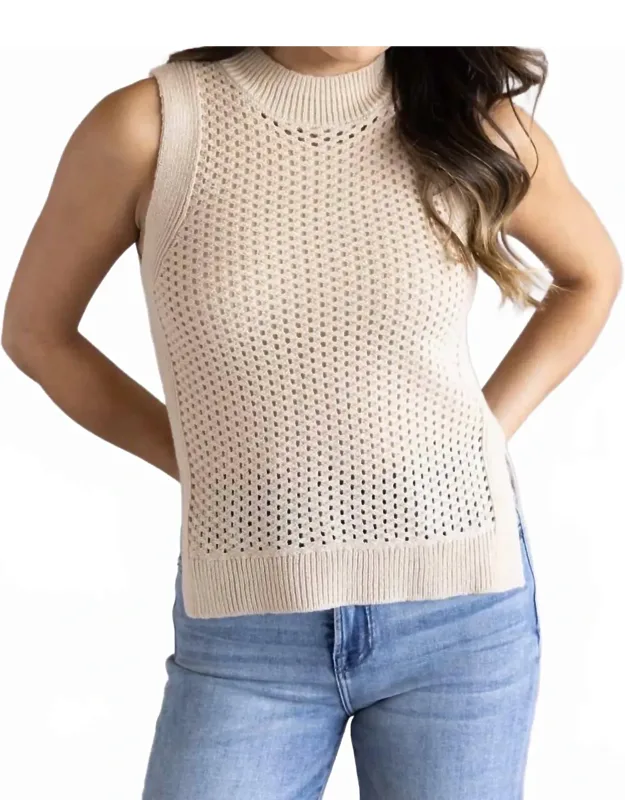 Sleeveless Open Knit Top
