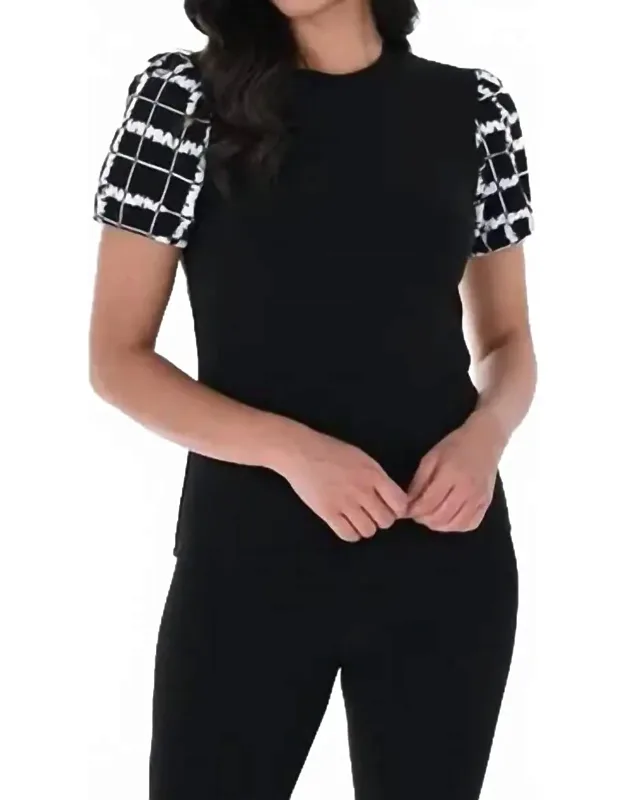 Geometric Puff-sleeve Pullover Top