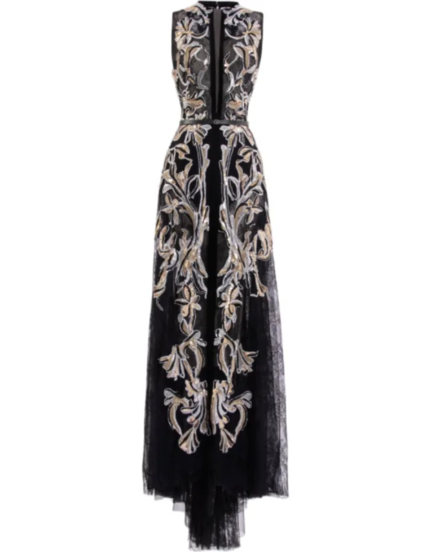 Lace Dress With Intricate Floral Embroidery