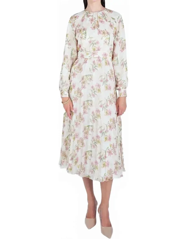 Chiffon Floral Waisted Midi Dress