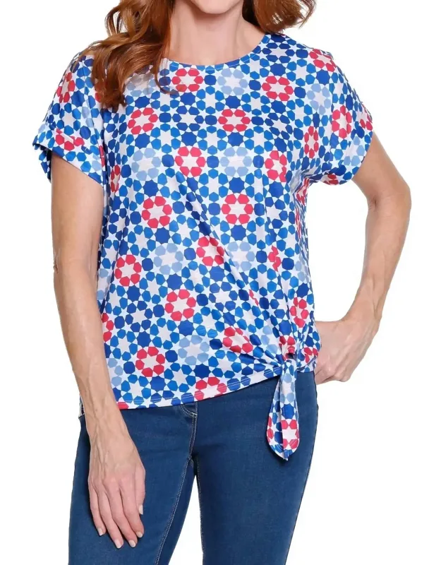 Printed Slub Knit Top