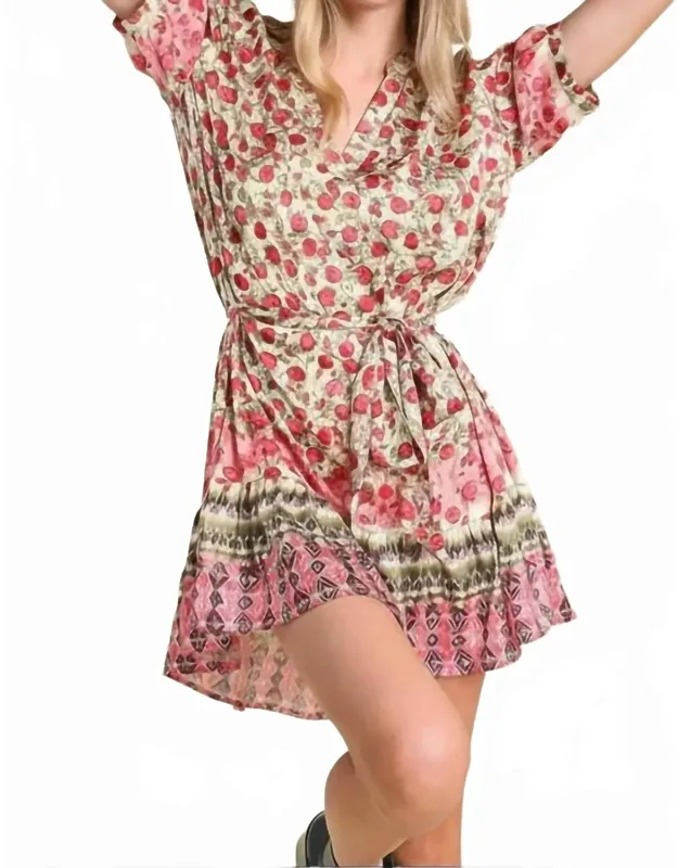Floral Print Tie Waist Dress