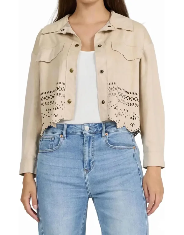 Reno Laser Cut Cropped Shirt Jacket