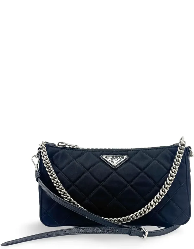 Quilted Nylon Chain Shoulder Bag