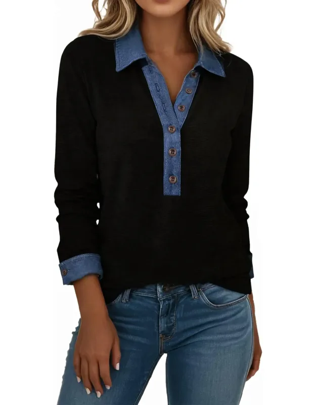 Denim Patchwork Top