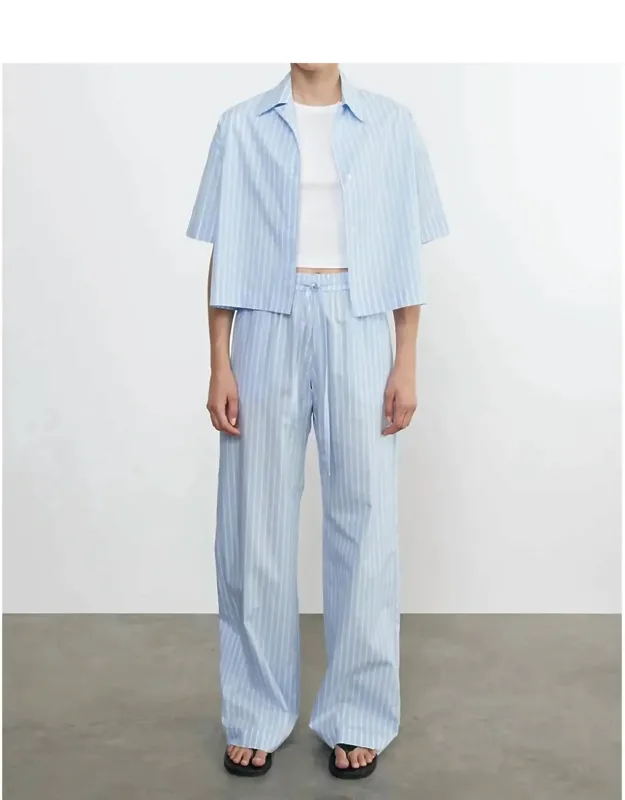 Poplin Resort Pant In Stripe, High-rise Waist