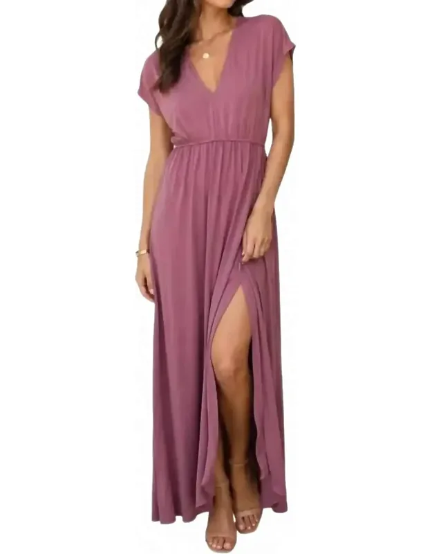 V Neck Jersey Knit Maxi Dress