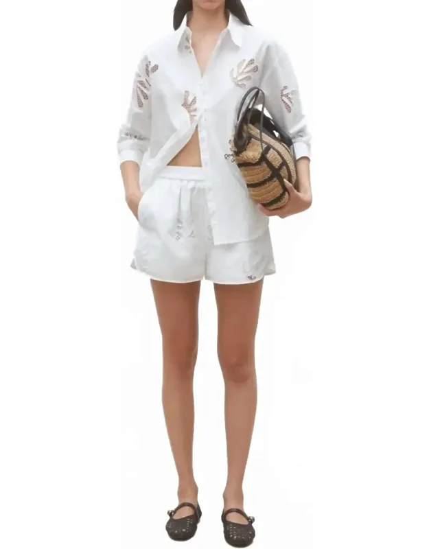 Embroidered Poplin Shorts