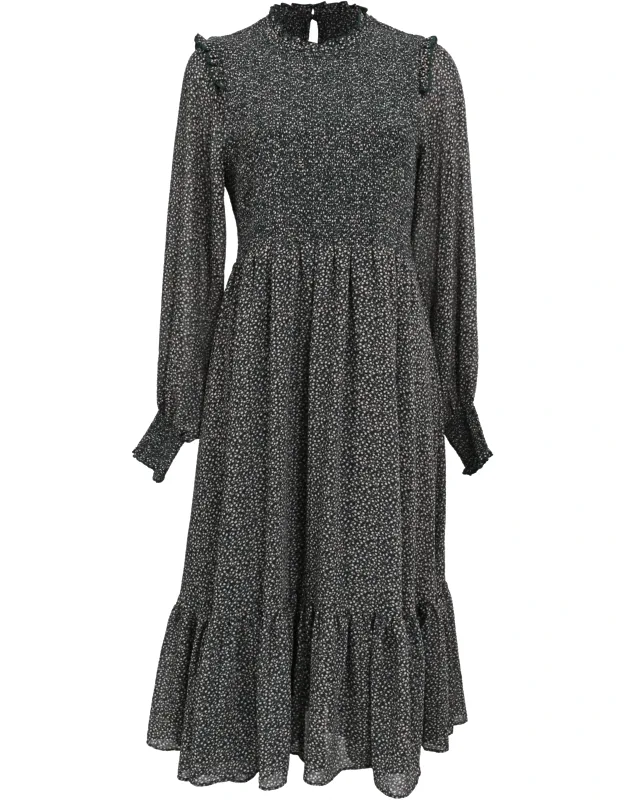 Ditsy Floral Mock Neck Midi Dress