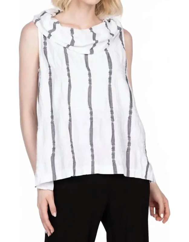 Sleeveless Cowl Top In Stripe