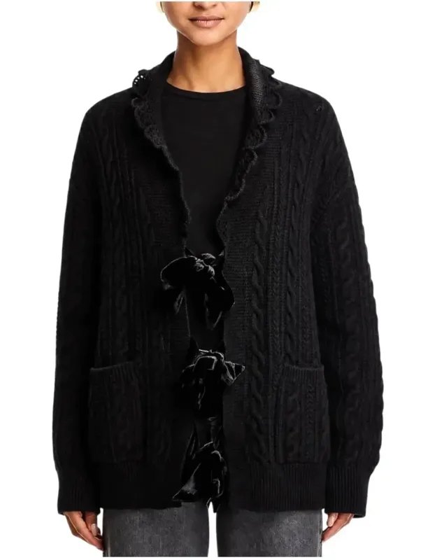 Merino Wool Cable Knit Cardigan Sweater