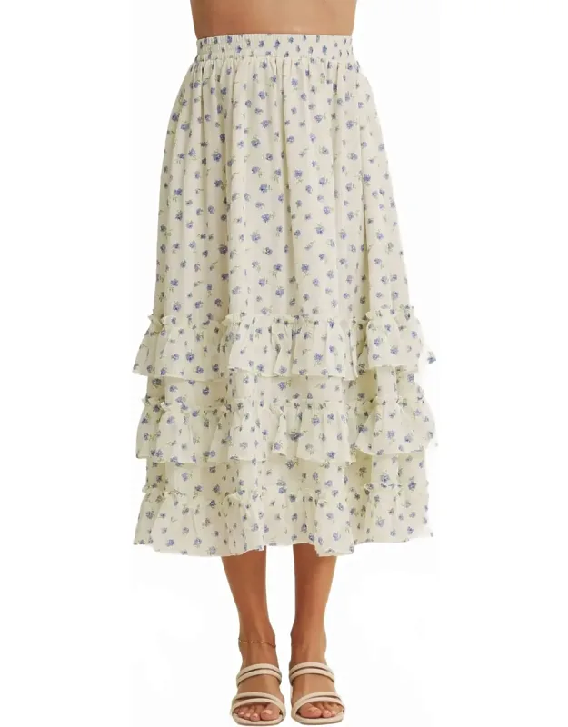 Floral Tiered Midi Skirt
