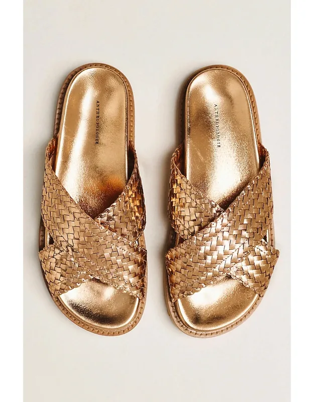 Cross-strap Slide Sandals