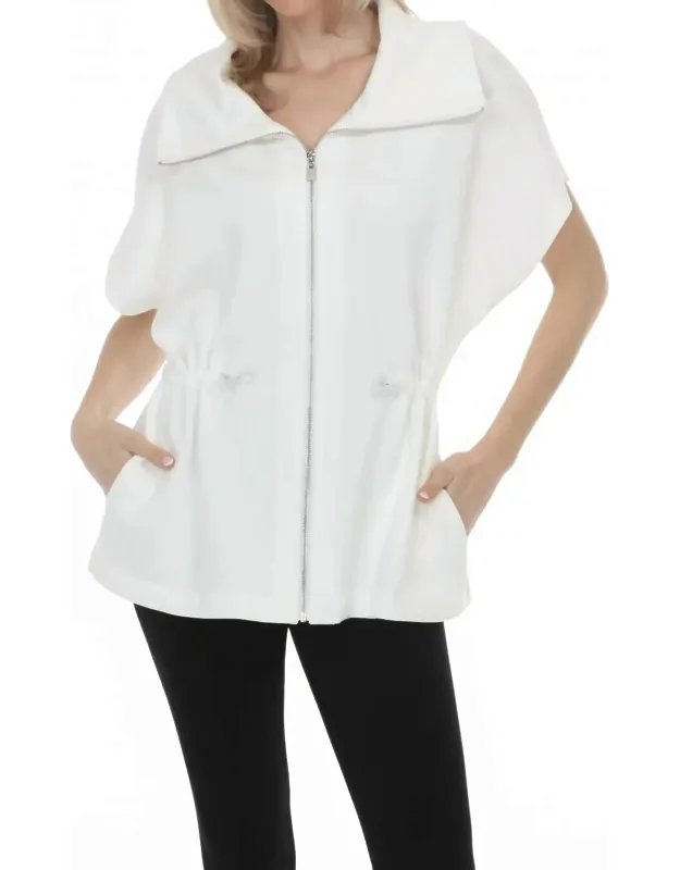 Drawcord Waist Zip Up Sporty Jacket