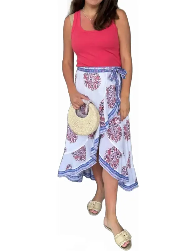 Faux Wrap Midi Skirt