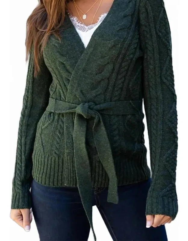 Belted Cable Cardigan