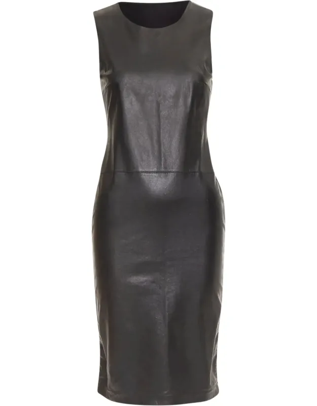 Leather Cashmere Sleeveless Dress