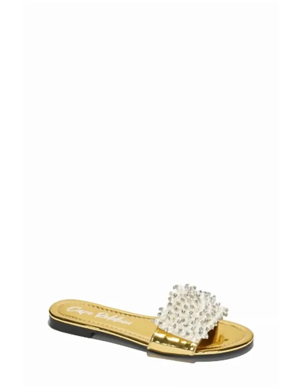 Fara Pearl Studded Flat Sandals