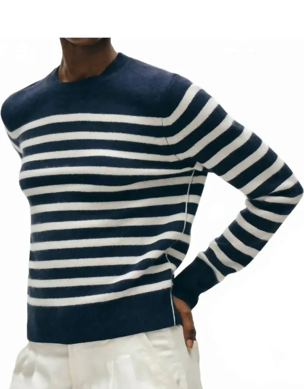 Cashmere Striped Crewneck Sweater