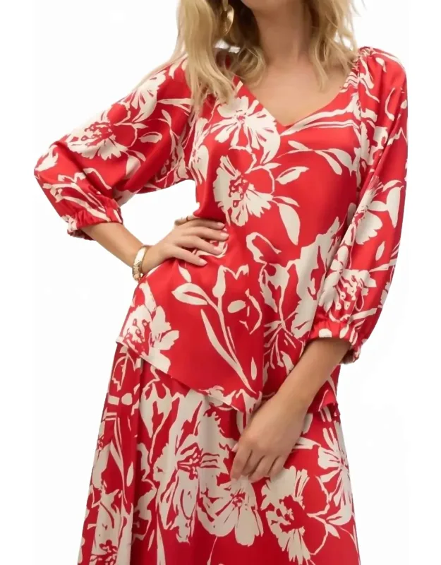 Satin Floral Print Straight Top