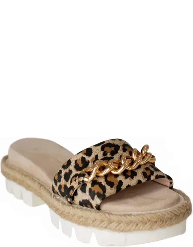 Bardot Leather Sandals In Leopard Print