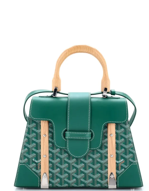 Saigon Top Handle Bag Coated Canvas With Leather Pm, Minor Scuffs, Pen Marks