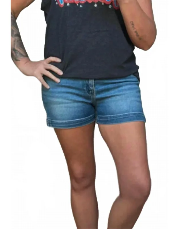 High Rise Side Slit Denim Shorts