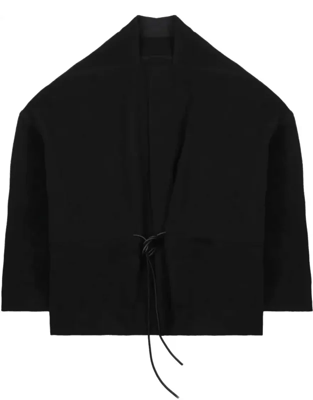 Sail Boxy Cropped Drawstring Wool Jacket
