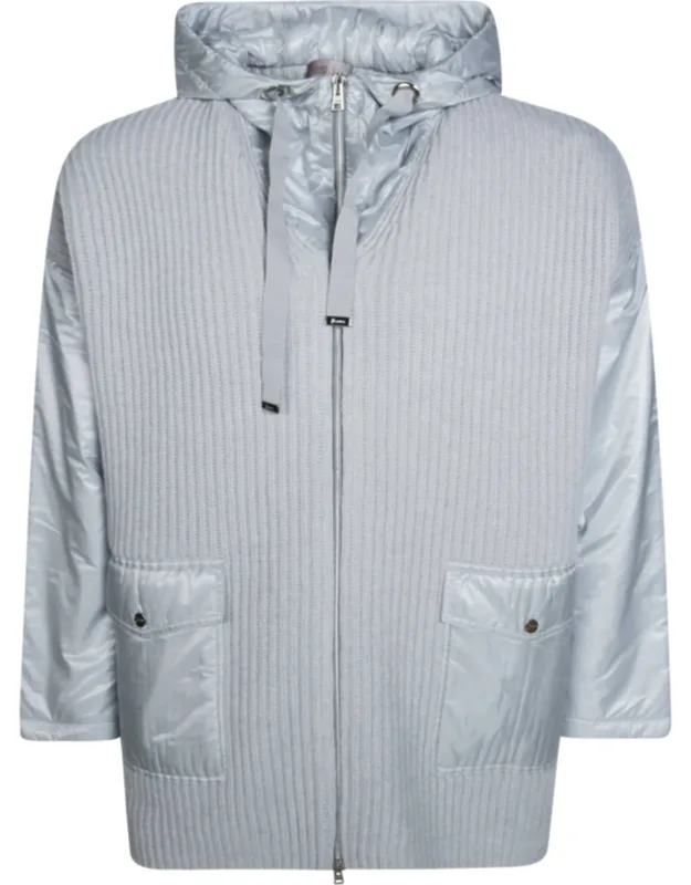 Lana Con Cappuccio Ribbed Knit Cape
