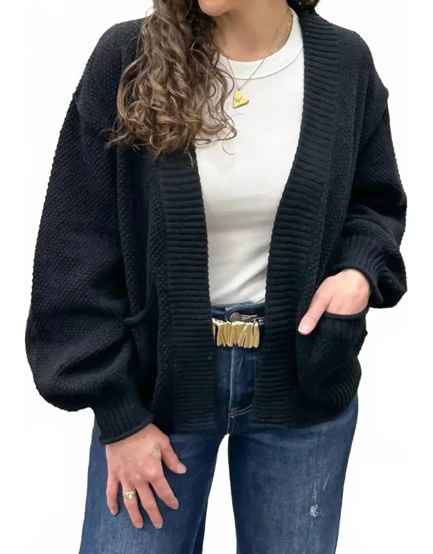 Waffle Knit Front Pocket Cardigan
