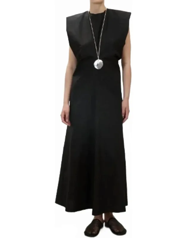 Long Crewneck Poplin Dress