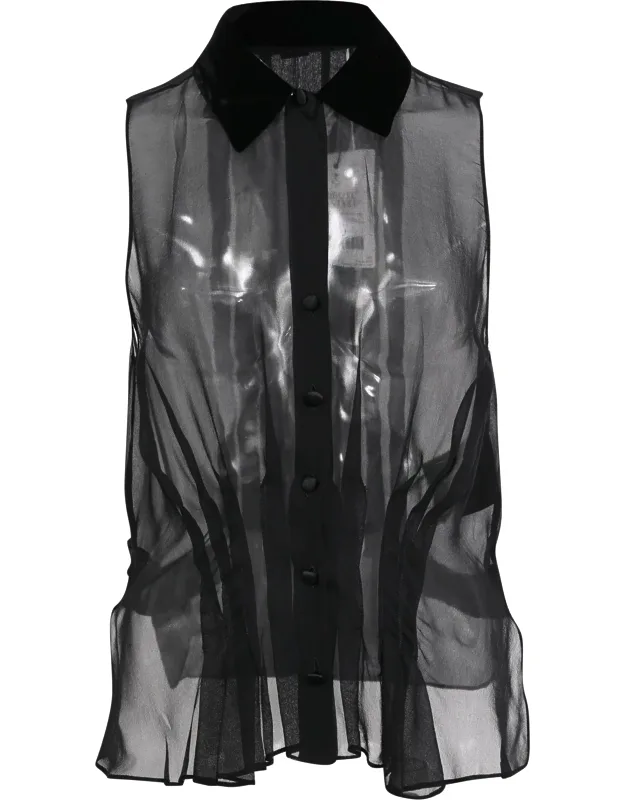 Sheered Sleeveless Blouse