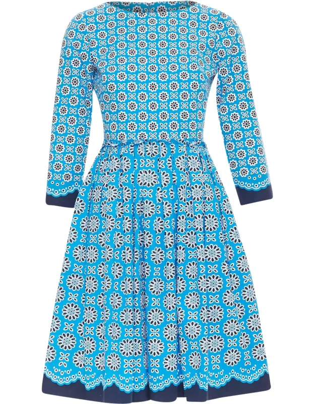 Geometric Floral Print Cotton Dress