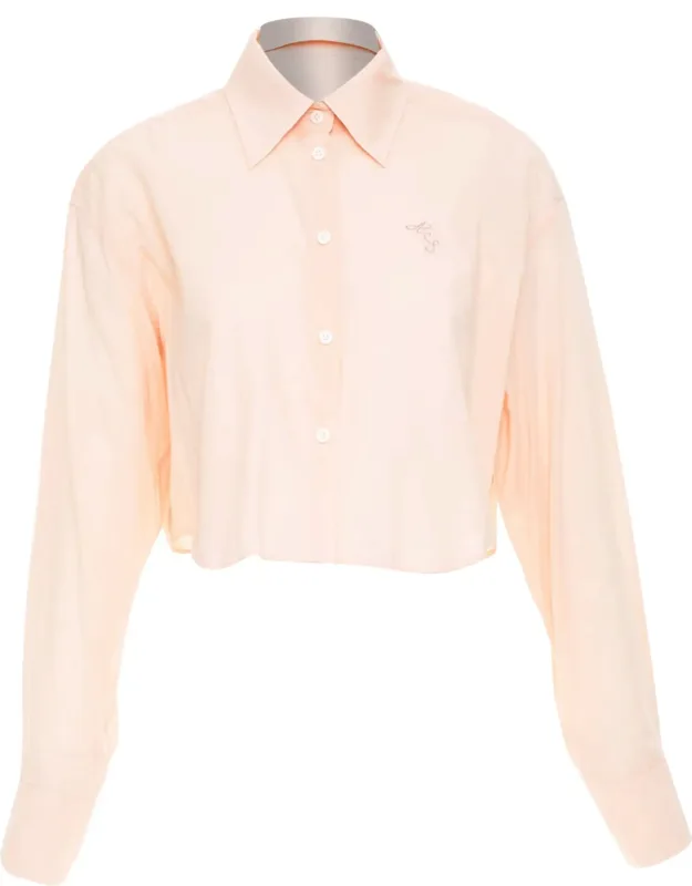 Cropped Logo Embroidery Shirt