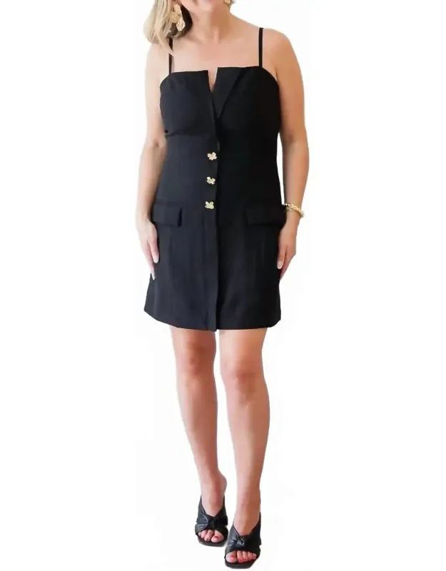 Lapel Mini Dress With Tailored Buttons