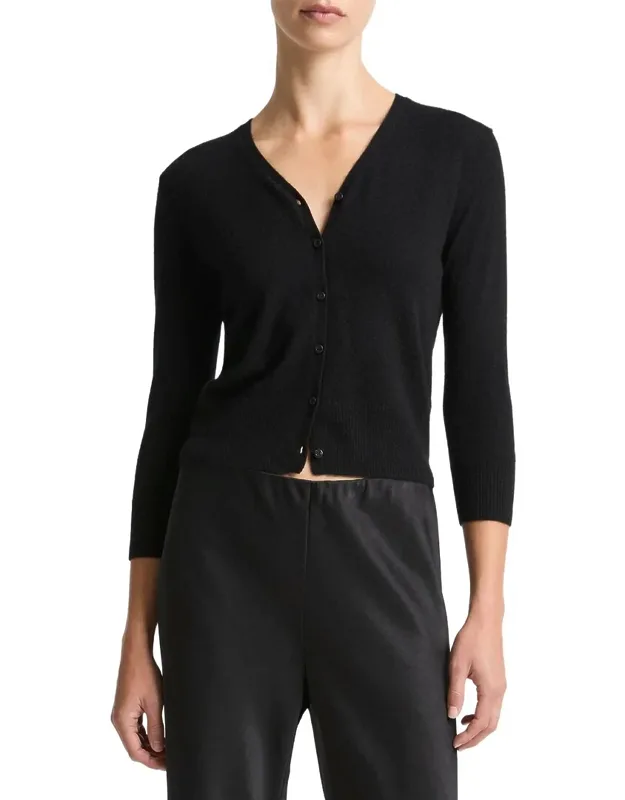 Elbow Sleeve V-neck Cashmere & Wool-blend Cardigan