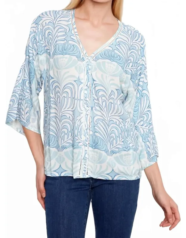 Printed Viscose Front Button Blouse