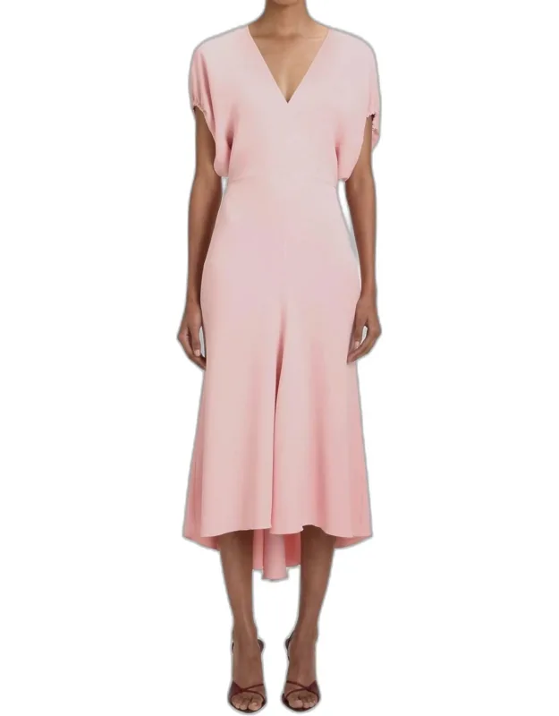 Fluid Cady Blouson Detail Midi Dress