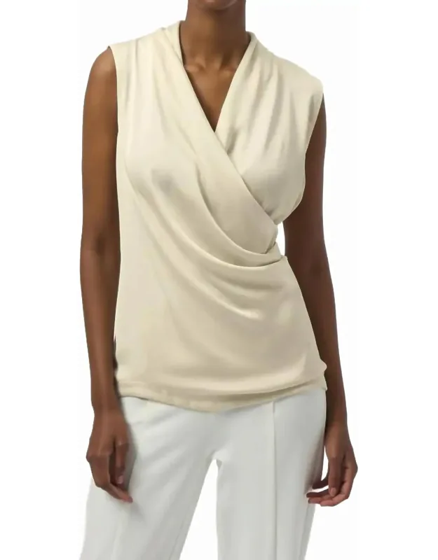Recycled Satin & Silky Knit Wrap Top