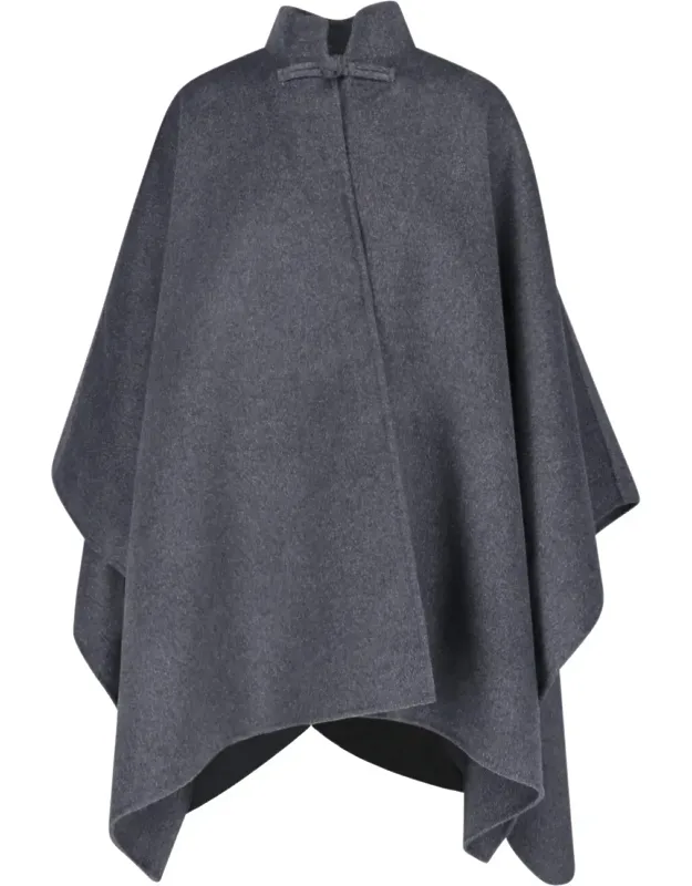 Asymmetrical Wool-blend Cape