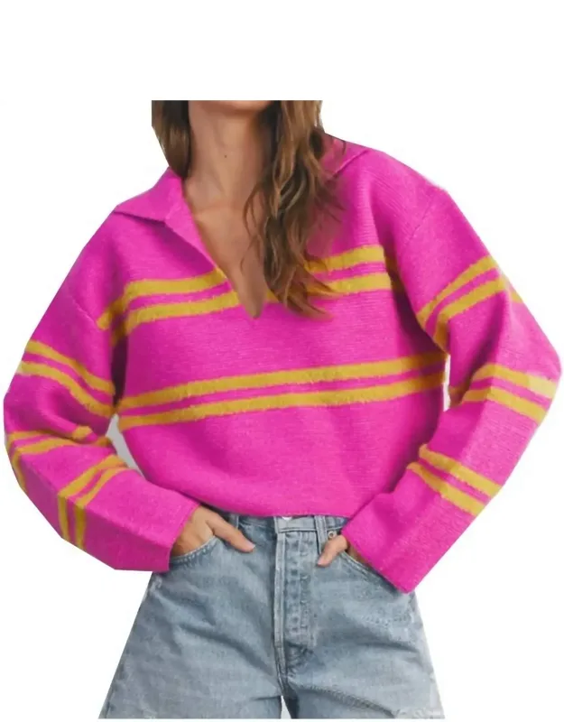 Stripe Crop Collar Sweater
