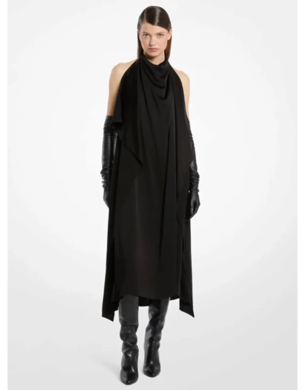 Charmeuse Scarf Halter Dress