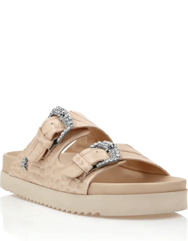 Croco Printed Leather Sandals