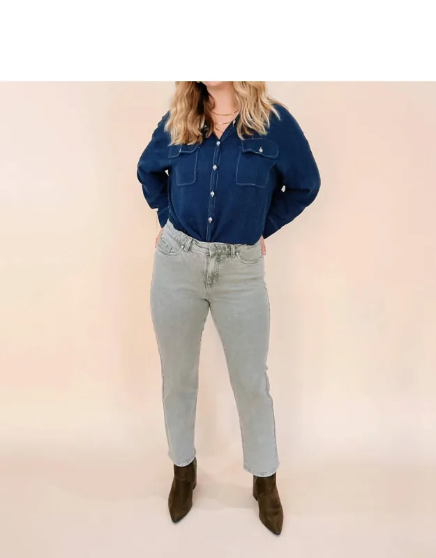 Mid Rise Straight Jeans