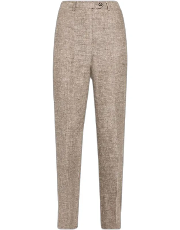 Linen Straight-leg Ankle Trousers