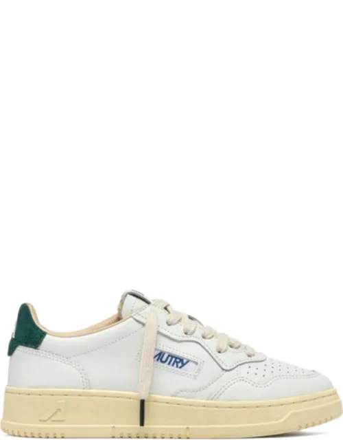 Low-top Sneakers With Suede Accents And Perforated Toe Box