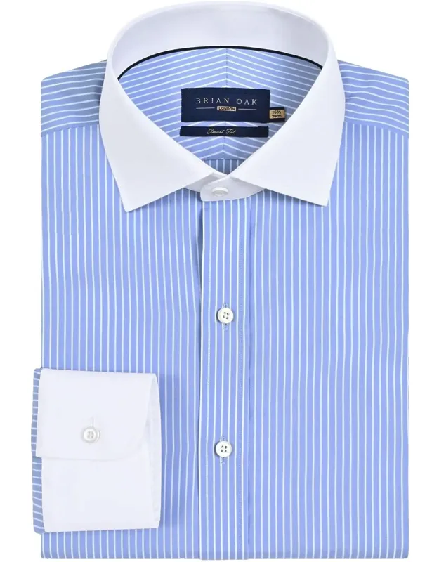 Striped Contrast Collar Formal Shirt
