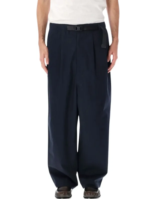 Pleated Loose-fitting Belted Chino Pants
