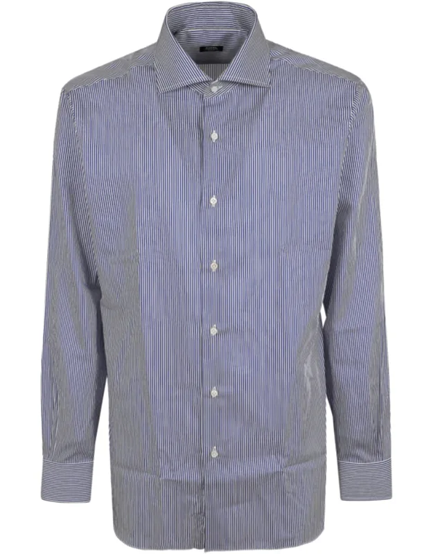 Striped Spread Collar Cotton Shirt