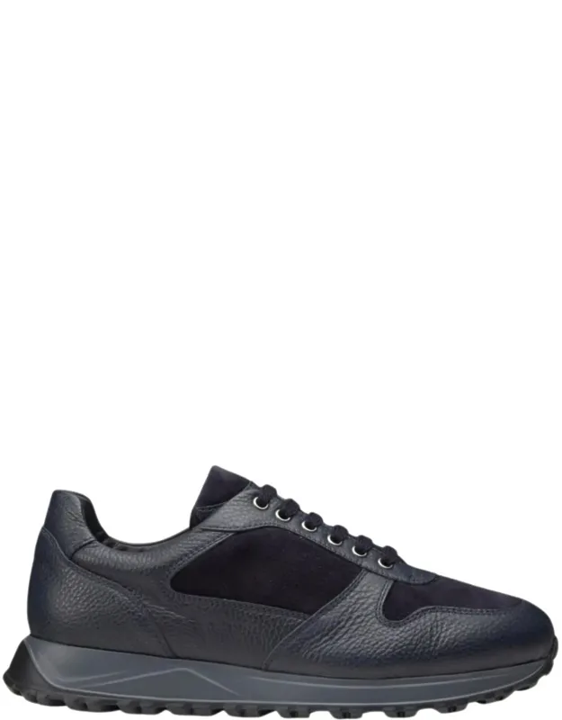 Calf Leather Suede Panel Sneakers